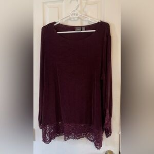 Chico’s Travelers Lace Trimmed Blouse (3 - XL)